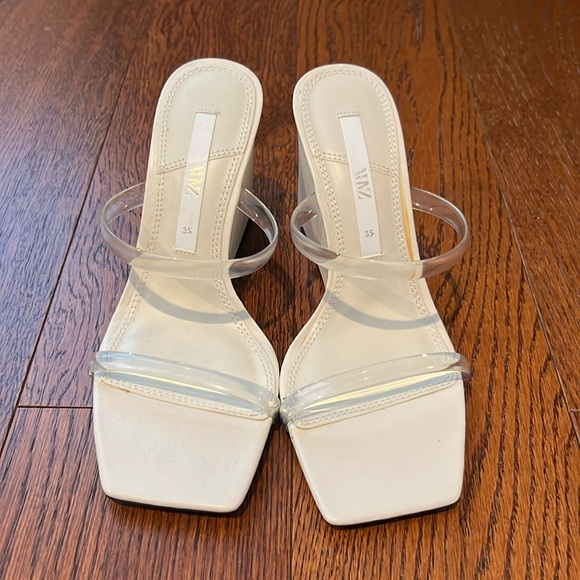 Zara White Clear Strap Wedge - Picture 1 of 5